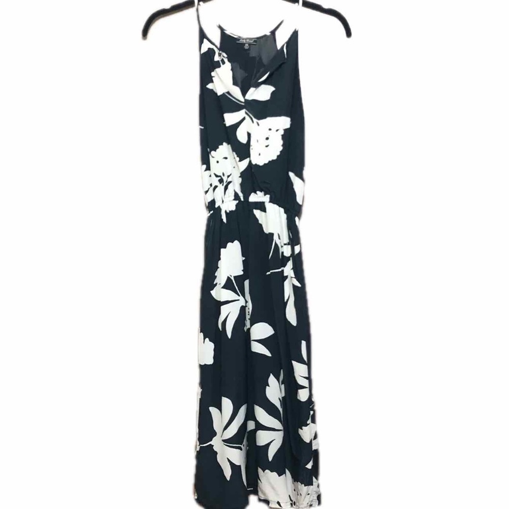 Lucky Brand Gray White Halter Dress Floral XS 0-2